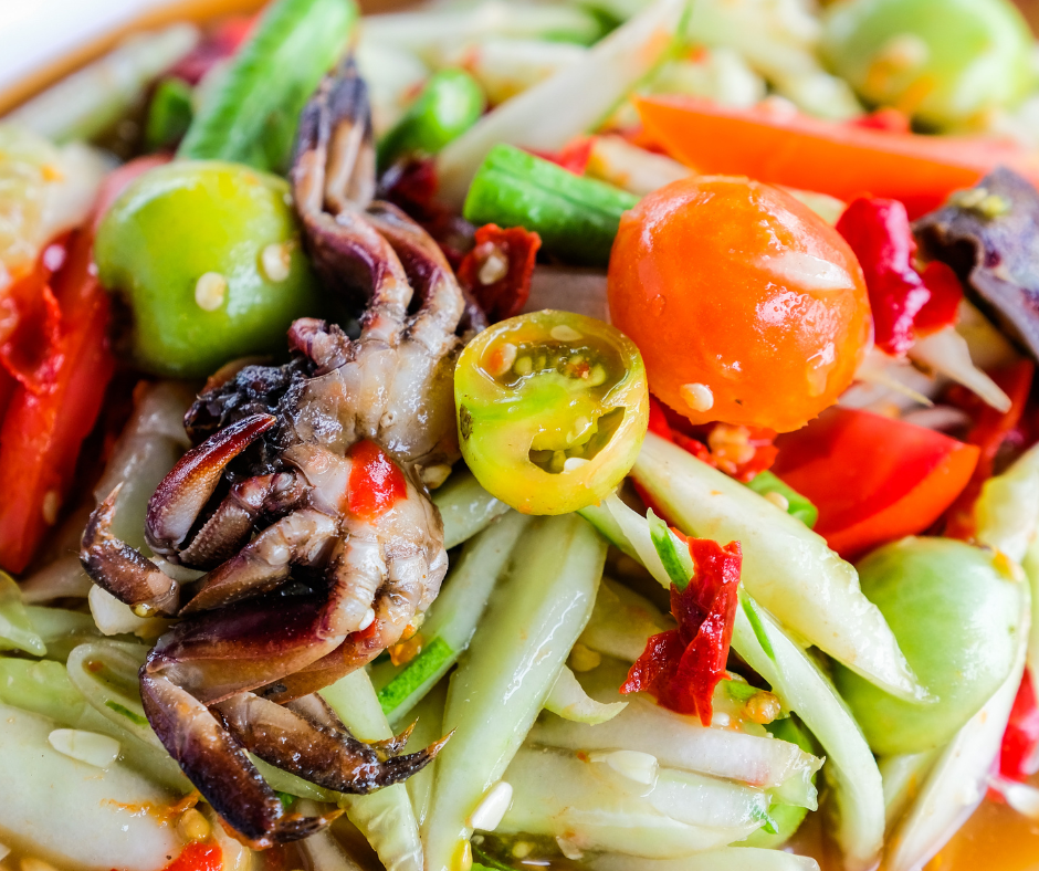 Exotic Som Tam Salad With Live Crab